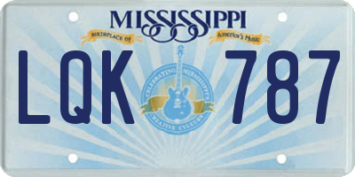 MS license plate LQK787