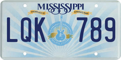 MS license plate LQK789