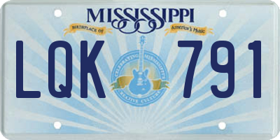 MS license plate LQK791