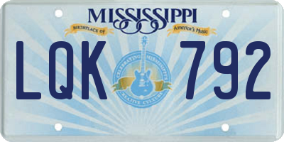 MS license plate LQK792