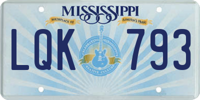 MS license plate LQK793