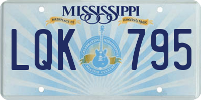 MS license plate LQK795