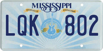 MS license plate LQK802