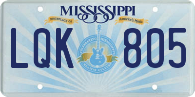 MS license plate LQK805