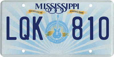 MS license plate LQK810
