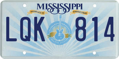 MS license plate LQK814