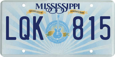 MS license plate LQK815