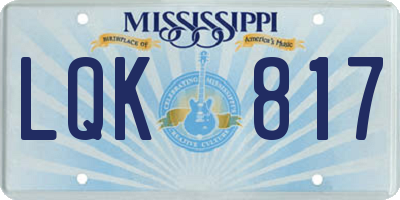 MS license plate LQK817