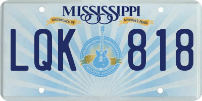 MS license plate LQK818