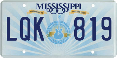 MS license plate LQK819