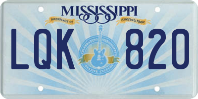 MS license plate LQK820