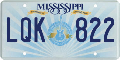 MS license plate LQK822