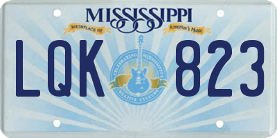 MS license plate LQK823