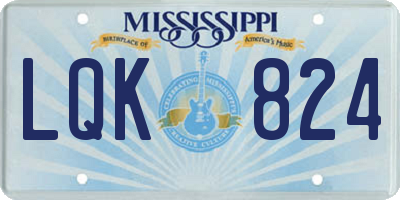 MS license plate LQK824
