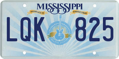 MS license plate LQK825
