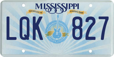 MS license plate LQK827