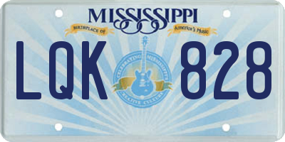 MS license plate LQK828