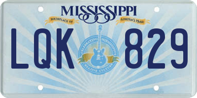 MS license plate LQK829