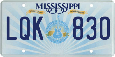 MS license plate LQK830