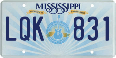 MS license plate LQK831
