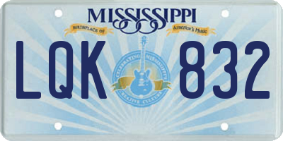 MS license plate LQK832