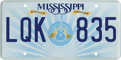 MS license plate LQK835