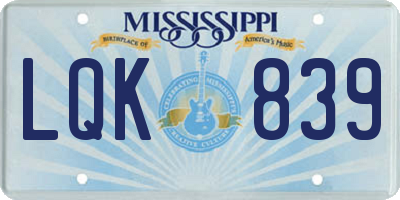 MS license plate LQK839