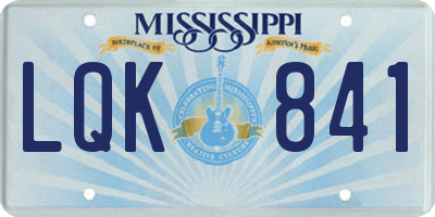 MS license plate LQK841