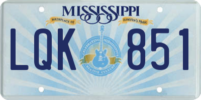 MS license plate LQK851