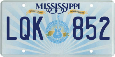 MS license plate LQK852