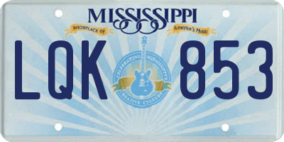 MS license plate LQK853