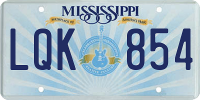 MS license plate LQK854