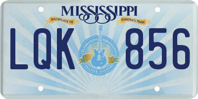 MS license plate LQK856