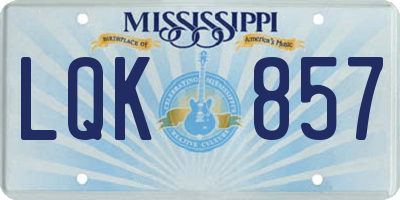 MS license plate LQK857
