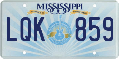 MS license plate LQK859