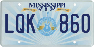 MS license plate LQK860