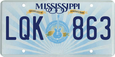 MS license plate LQK863