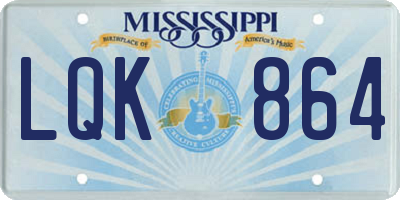 MS license plate LQK864