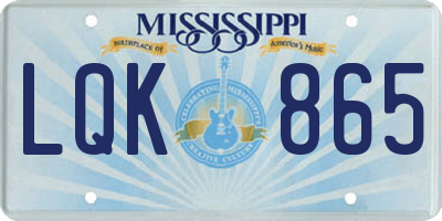 MS license plate LQK865