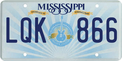 MS license plate LQK866