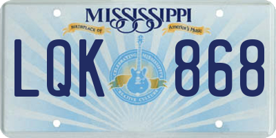 MS license plate LQK868