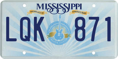 MS license plate LQK871