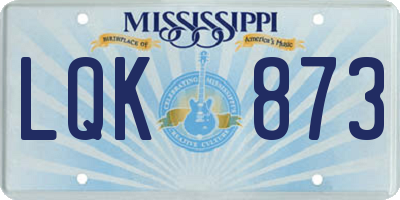 MS license plate LQK873