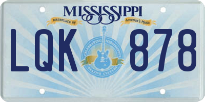 MS license plate LQK878