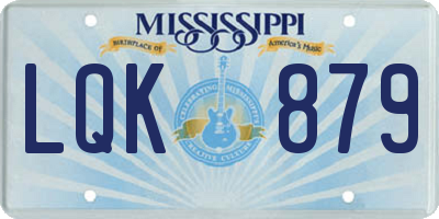 MS license plate LQK879