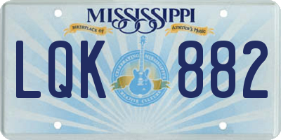 MS license plate LQK882
