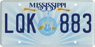 MS license plate LQK883