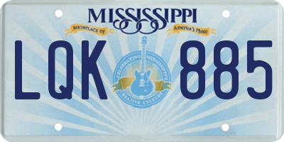 MS license plate LQK885
