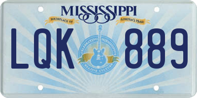 MS license plate LQK889
