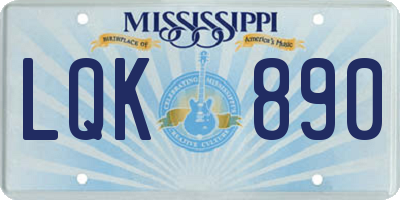 MS license plate LQK890
